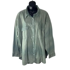 Aerie women’s xl oversized utility button up chore coat Shacket shirt new
